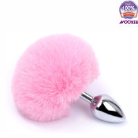 METAL ANAL BUTT PLUG WITH FLUFFY BUNNY TAIL + FREE LUBE