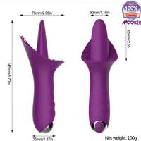VIBRATOR - TONGUE CLITORIS G SPOT MULTI SPEED  - USB - FREE LUBE