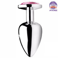 METAL ANAL BUTT PLUG - SMOOTH CRYSTAL JEWELLED + FREE LUBE