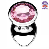 METAL ANAL BUTT PLUG - SMOOTH CRYSTAL JEWELLED + FREE LUBE