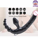 THREE HEADED VIBRATING STRAPLESS DILDO + FREE BATTERIES & LUBE