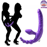 THREE HEADED VIBRATING STRAPLESS DILDO + FREE BATTERIES & LUBE