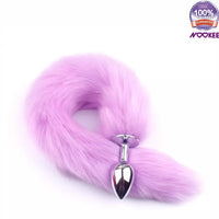 METAL ANAL BUTT PLUG WITH BUSHY FOX TAIL + FREE LUBE