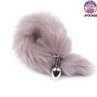 METAL ANAL BUTT PLUG WITH BUSHY FOX TAIL + FREE LUBE