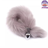 METAL ANAL BUTT PLUG WITH BUSHY FOX TAIL + FREE LUBE