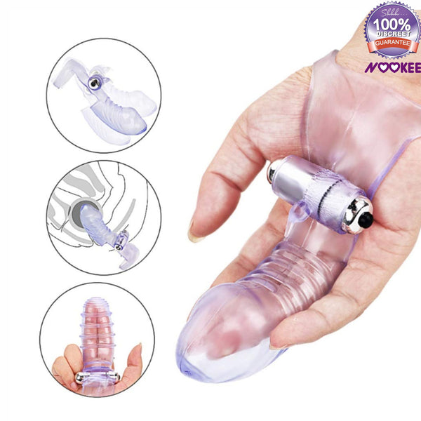 VIBRATOR FINGER SLEEVE - VIBRATING CLITORAL & G SPOT MASSAGER + FREE LUBE & BATTERIES