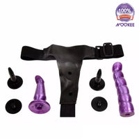 STRAP ON DOUBLE DILDO WITH HI QUALITY ADJUSTABLE BELT HARNESS + FREE LUBE