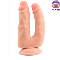 DOUBLE DILDO - REALISTIC DESIGN - FIRM& FLEXIBLE WITH SUCTION CUP + FREE LUBE