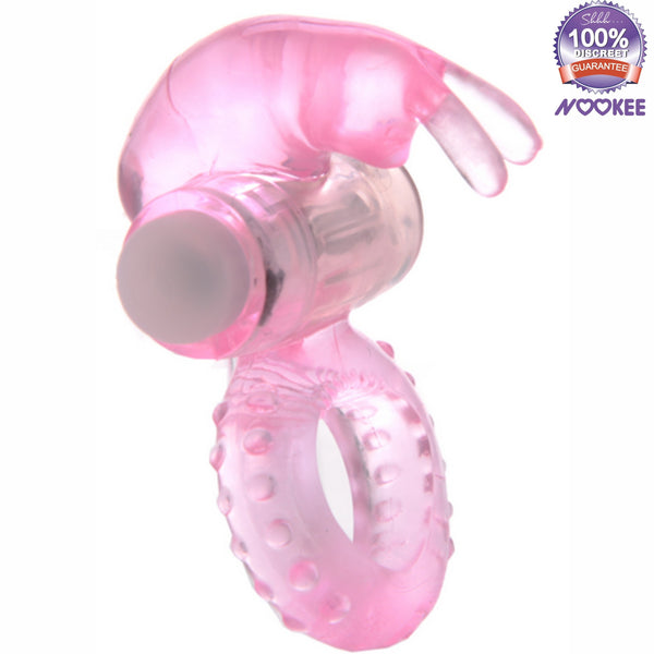 VIBRATING PENIS COCK RING - PINK RAMPANT RABBIT + FREE BATTERIES & LUBE