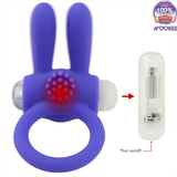 VIBRATING PENIS COCK RING - RABBIT EARS - SOFT SILICONE + FREE BATTERIES & LUBE
