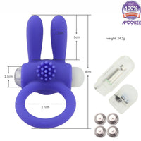VIBRATING PENIS COCK RING - RABBIT EARS - SOFT SILICONE + FREE BATTERIES & LUBE