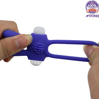 VIBRATING PENIS COCK RING - RABBIT EARS - SOFT SILICONE + FREE BATTERIES & LUBE