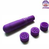 VIBRATOR & CLITORIS MASSAGER - 4 DIFFERENT HEADS + FREE LUBE