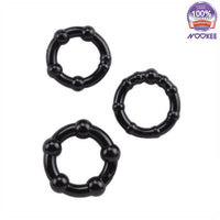 COCK RING SET - STAY HARD - ENHANCES ERECTION - FLEXIBLE SILICONE + FREE LUBE