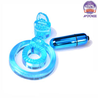 VIBRATING PENIS COCK RING - LICKING TONGUE DOUBLE STRAP + FREE BATTERIES & LUBE