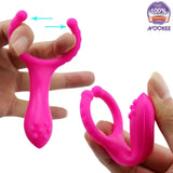 PENIS COCK RING - STRONG VIBRATIONS - 2 IN 1 FOR COUPLES + FREE BATTERIES + LUBE