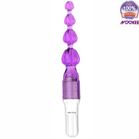 BUTT PLUG - VIBRATING BEADED ANAL POLE - FLEXIBLE + FREE BATTERIES & LUBE