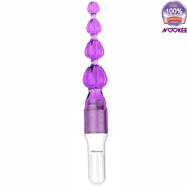 BUTT PLUG - VIBRATING BEADED ANAL POLE - FLEXIBLE + FREE BATTERIES & LUBE
